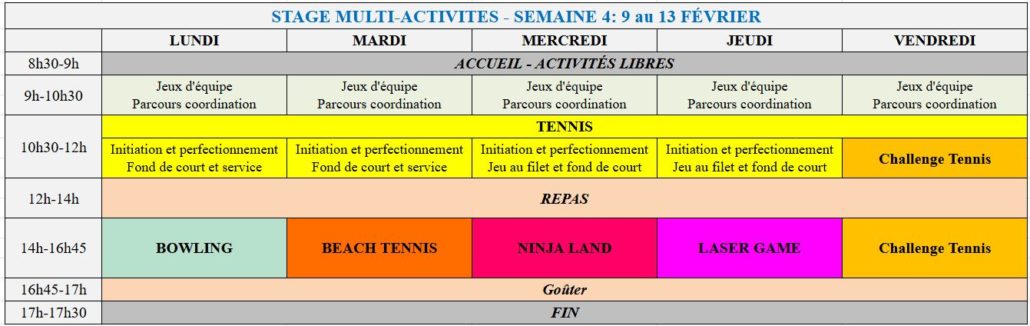 SEMAINE 4 - 9 au 13 FÉVRIER