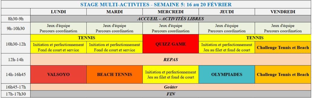 SEMAINE 5 - 16 au 20 FÉVRIER