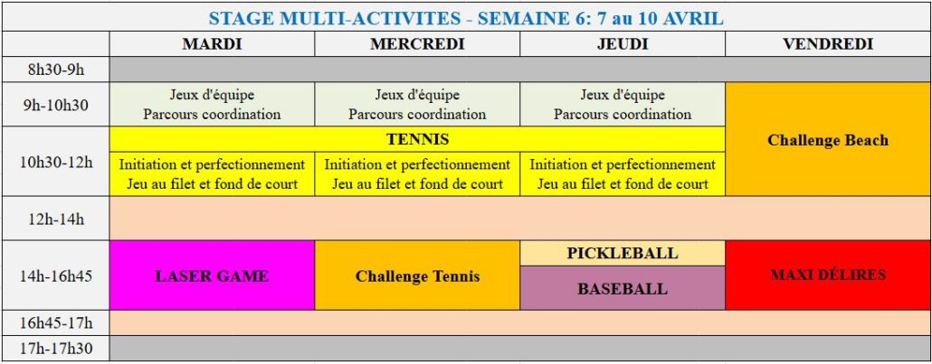 SEMAINE 6 - 7 au 10 AVRIL