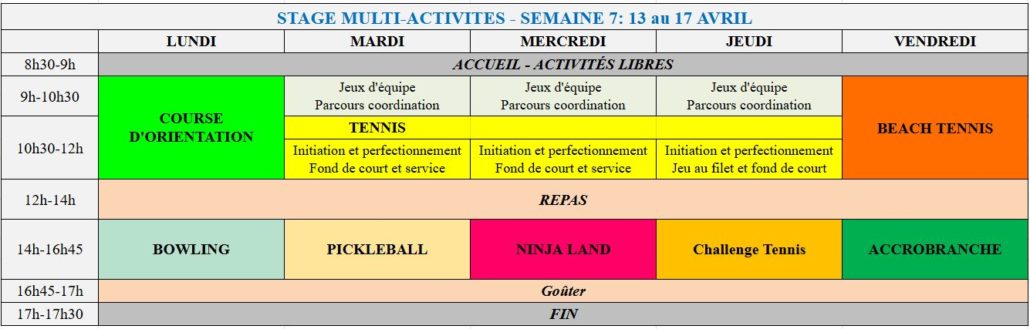 SEMAINE 7 - 13 au 17 AVRIL