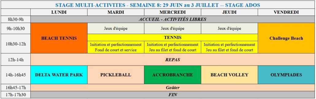 SEMAINE 8 - 29 JUIN au 3 JUILLET